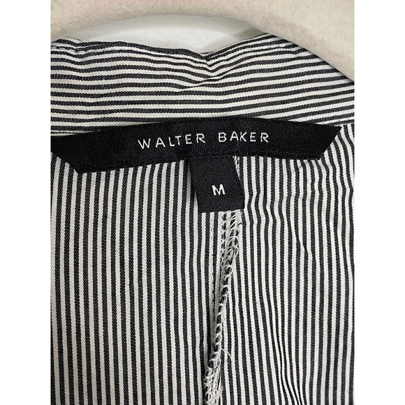 Walter Baker Floral Embroidered Boho Stripe Roll Tab Shark Bite Blouse Sz M E3 - Picture 3 of 5